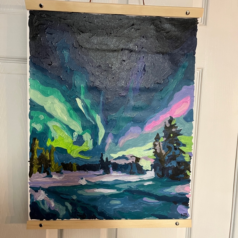 New hand painted by me acrylic on canvas painting wall art northern lights